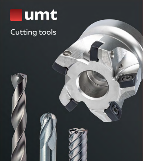 UMT catalog cover featuring carbide drills, end mills, and milling cutter